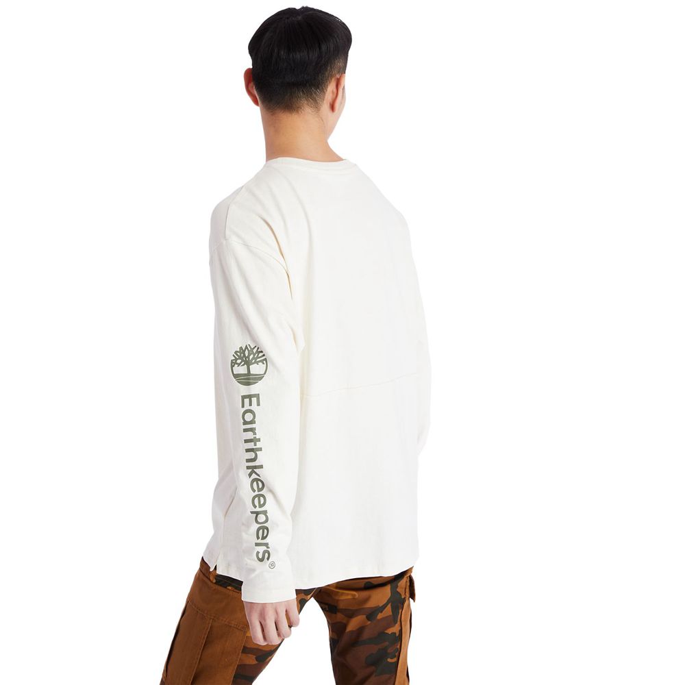 Timberland Mens T-Shirts Ecoriginal EK+ Long-Sleeve - White - India WN1560392